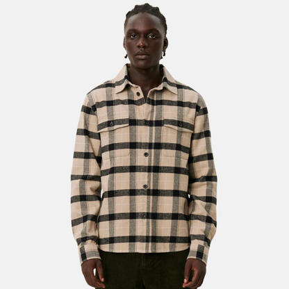 Les Deux Dark Sand Lennon Flannel Check Overshirt