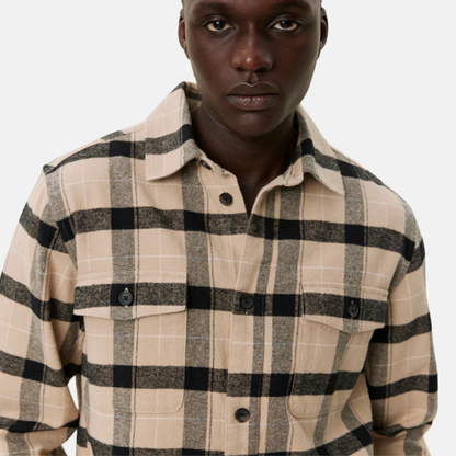 Les Deux Dark Sand Lennon Flannel Check Overshirt