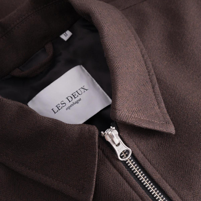 Les Deux Ebony Brown Como Coach Herringbone Jacket