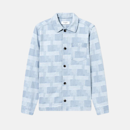 Les Deux Layton Light Denim Jacquard Overshirt