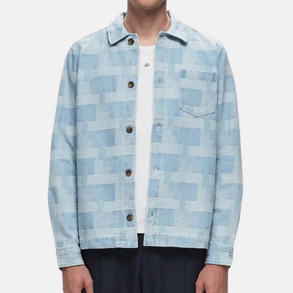 Les Deux Layton Light Denim Jacquard Overshirt