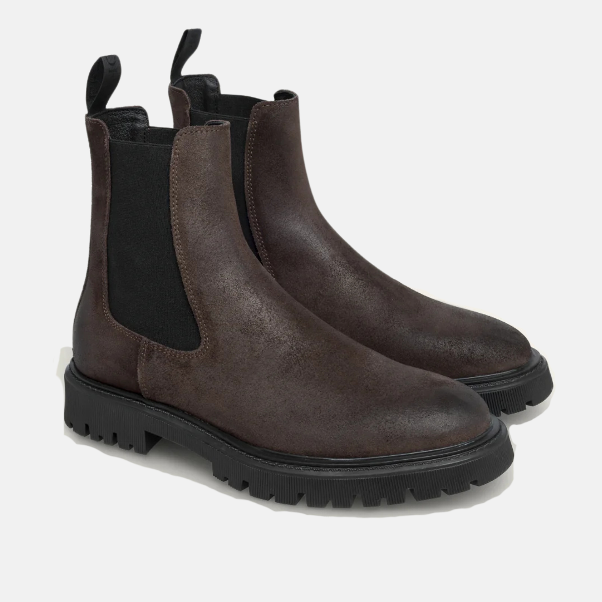 Les Deux Dark Brown Tatum Suede Chelsea Boots