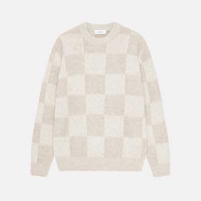 Les Deux Eggnog White Check Knit Sweater