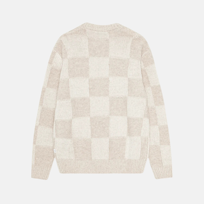 Les Deux Eggnog White Check Knit Sweater