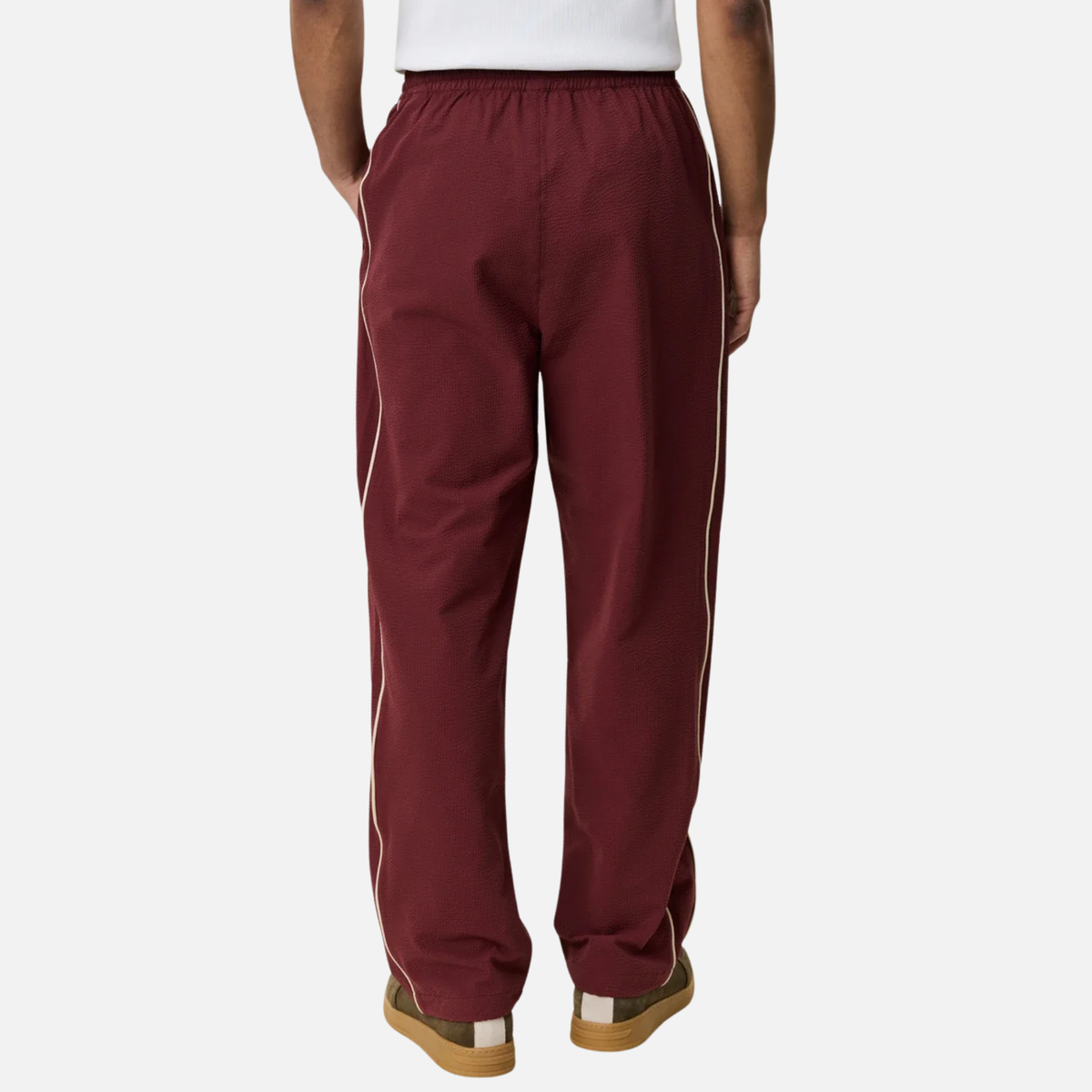 Les Deux Truffle Red Seersucker Track Pants