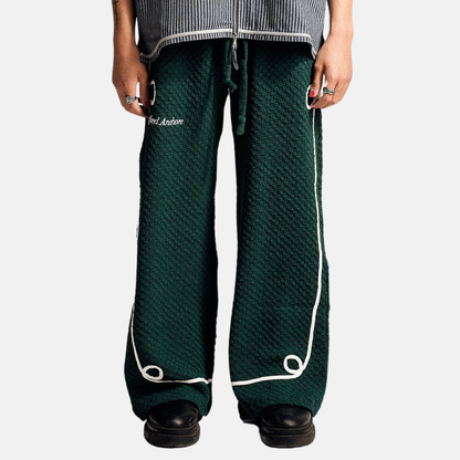 Lifted Anchors Dark Green Twain Checkered Pleat Trouser