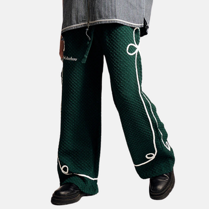 Lifted Anchors Dark Green Twain Checkered Pleat Trouser