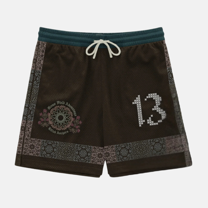 Lifted Anchors Brown Floral Tile Basketball Shorts