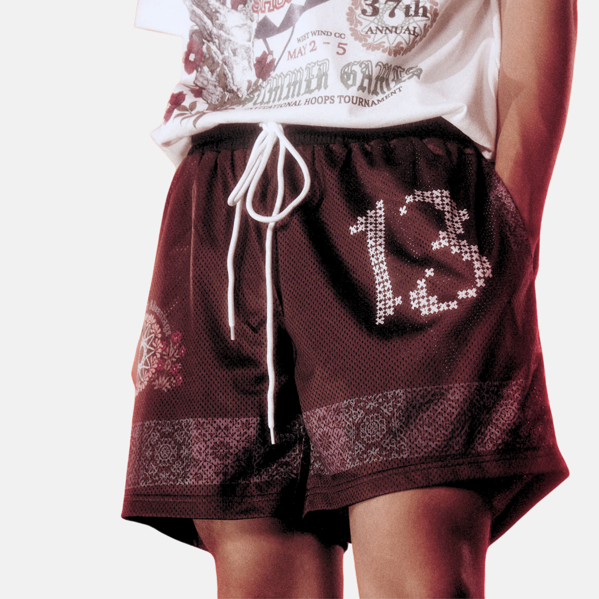 Lifted Anchors Brown Floral Tile Basketball Shorts