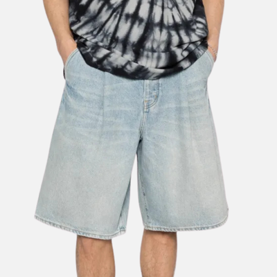 Purple Brand Light Indigo Pleated Jean Shorts