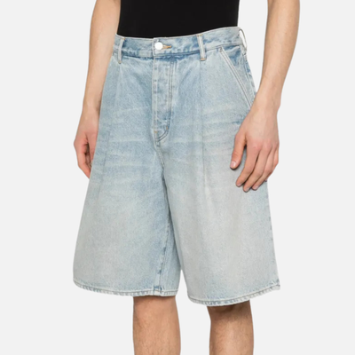 Purple Brand Light Indigo Pleated Jean Shorts