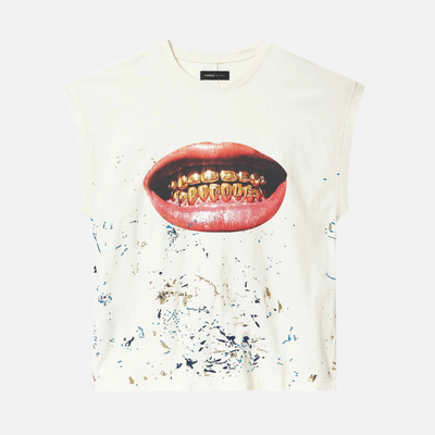 Purple Brand White Sleeveless Smile Tank Top