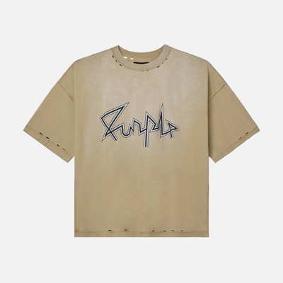 Purple Brand Khaki Voltage Script T-Shirt