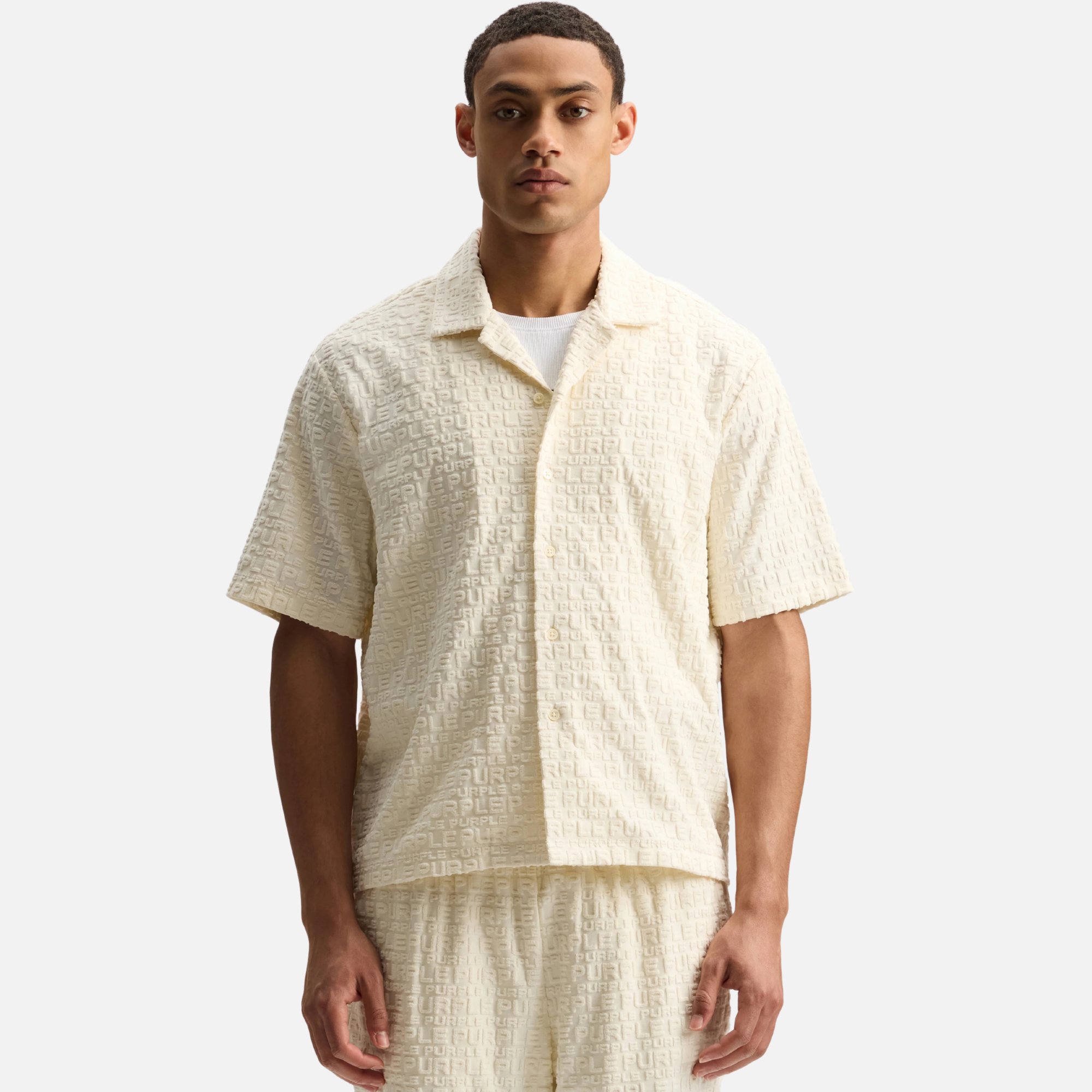 Purple Brand White Jacquard Terry Shirt