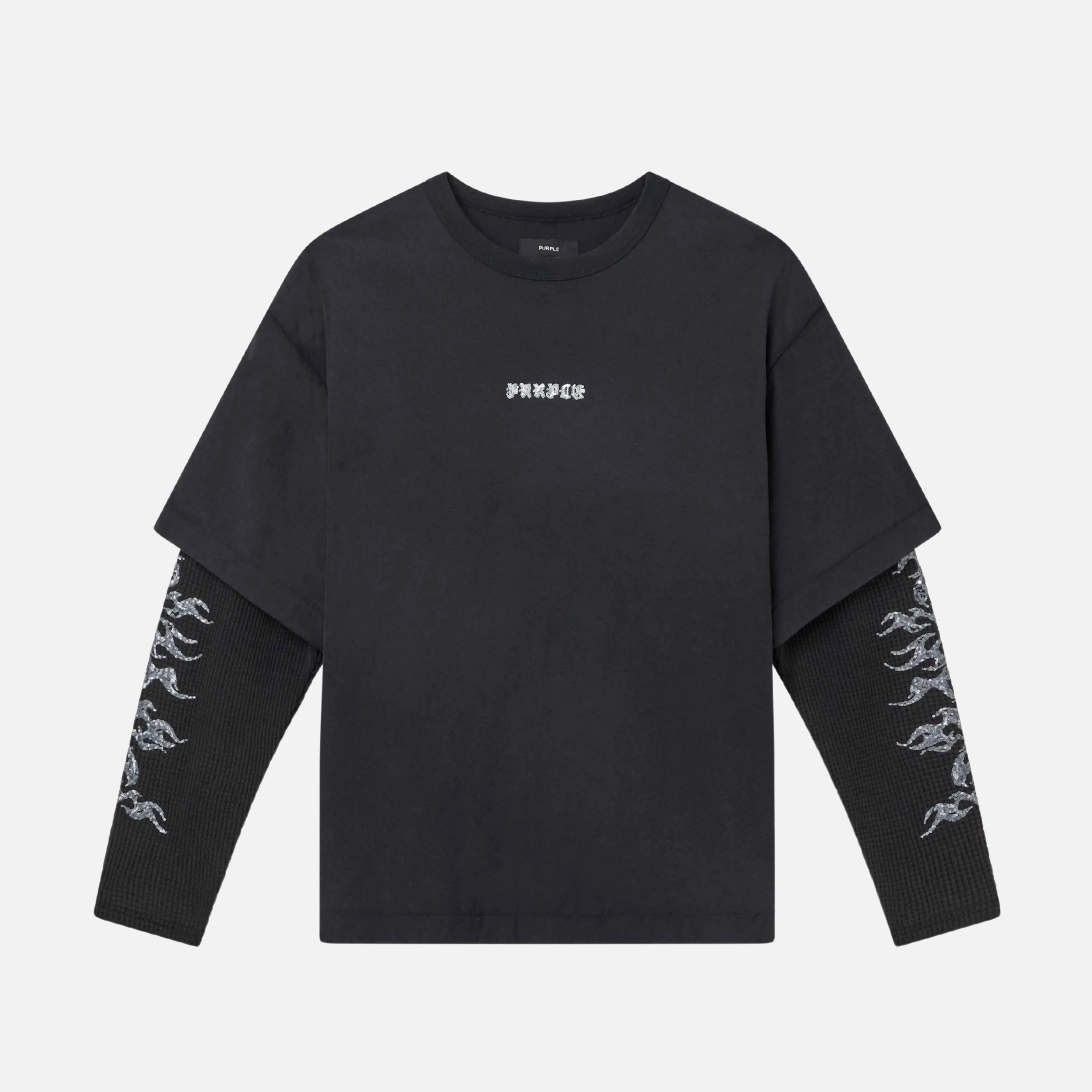 Purple Brand Sequin Flame Long Sleeve T-Shirt