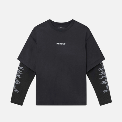 Purple Brand Sequin Flame Long Sleeve T-Shirt