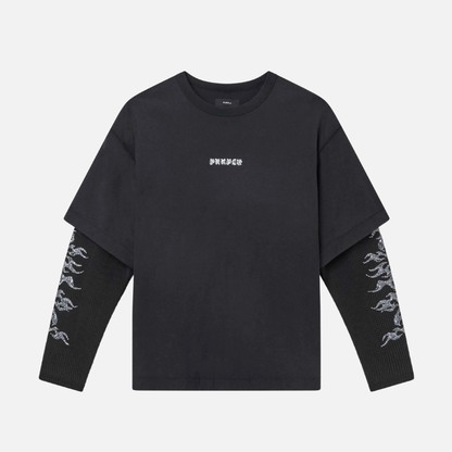 Purple Brand Sequin Flame Long Sleeve T-Shirt