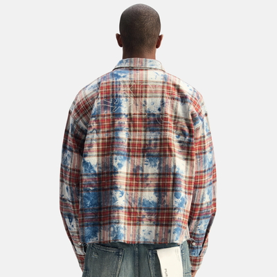 Purple Brand Plaid Embellished Blue Red Mix Flannel Shirt