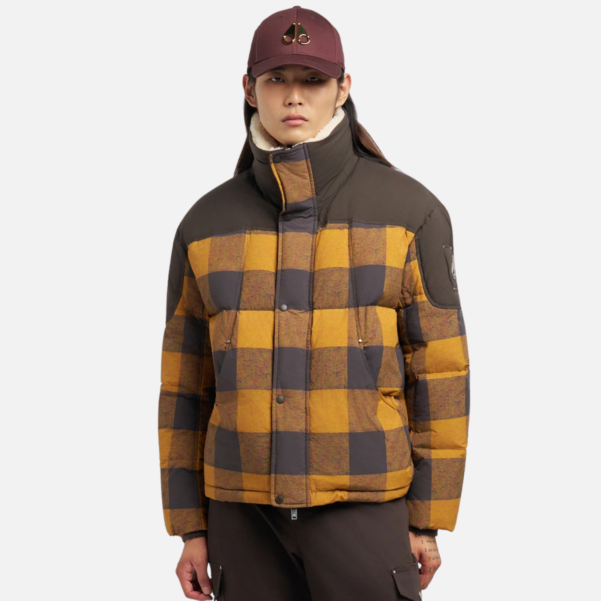 Moose Knuckles Butterscotch Plaid Everest Puffer Jacket