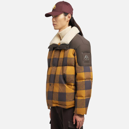Moose Knuckles Butterscotch Plaid Everest Puffer Jacket