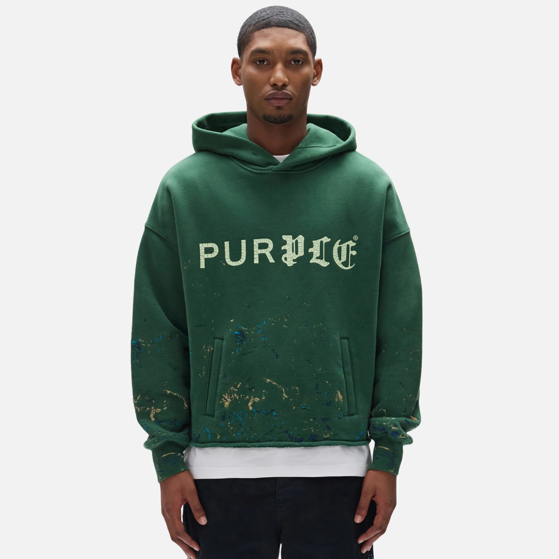 Purple Brand Half & Half Dark Green Hoodie – Puffer Reds Purple Brand Half & Half Dark Green Hoodie – Puffer Reds