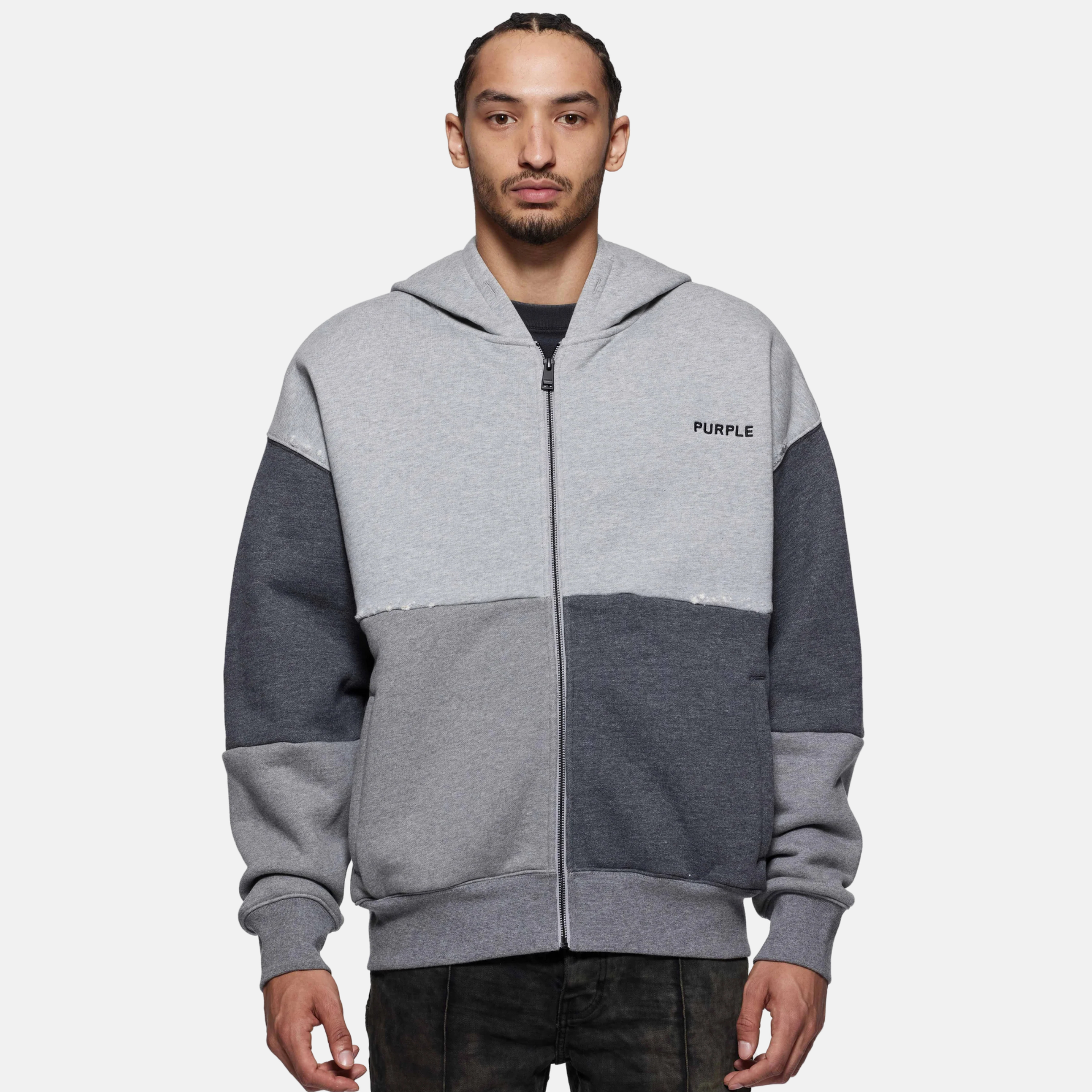 Purple Brand Grey Wordmark Full-Zip Hoodie – Puffer Reds Purple Brand Grey Wordmark Full-Zip Hoodie – Puffer Reds