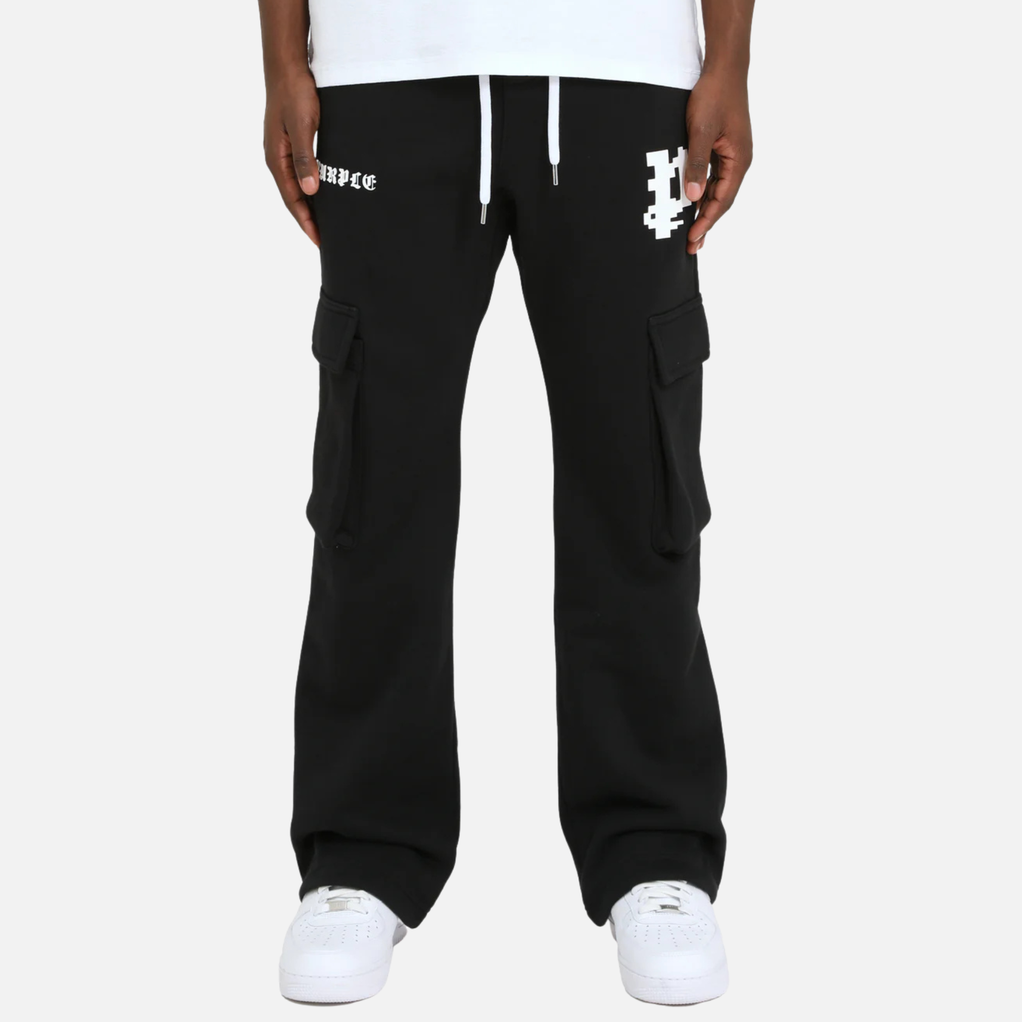 Purple Brand Black Pixelated Fleece Cargo Pants