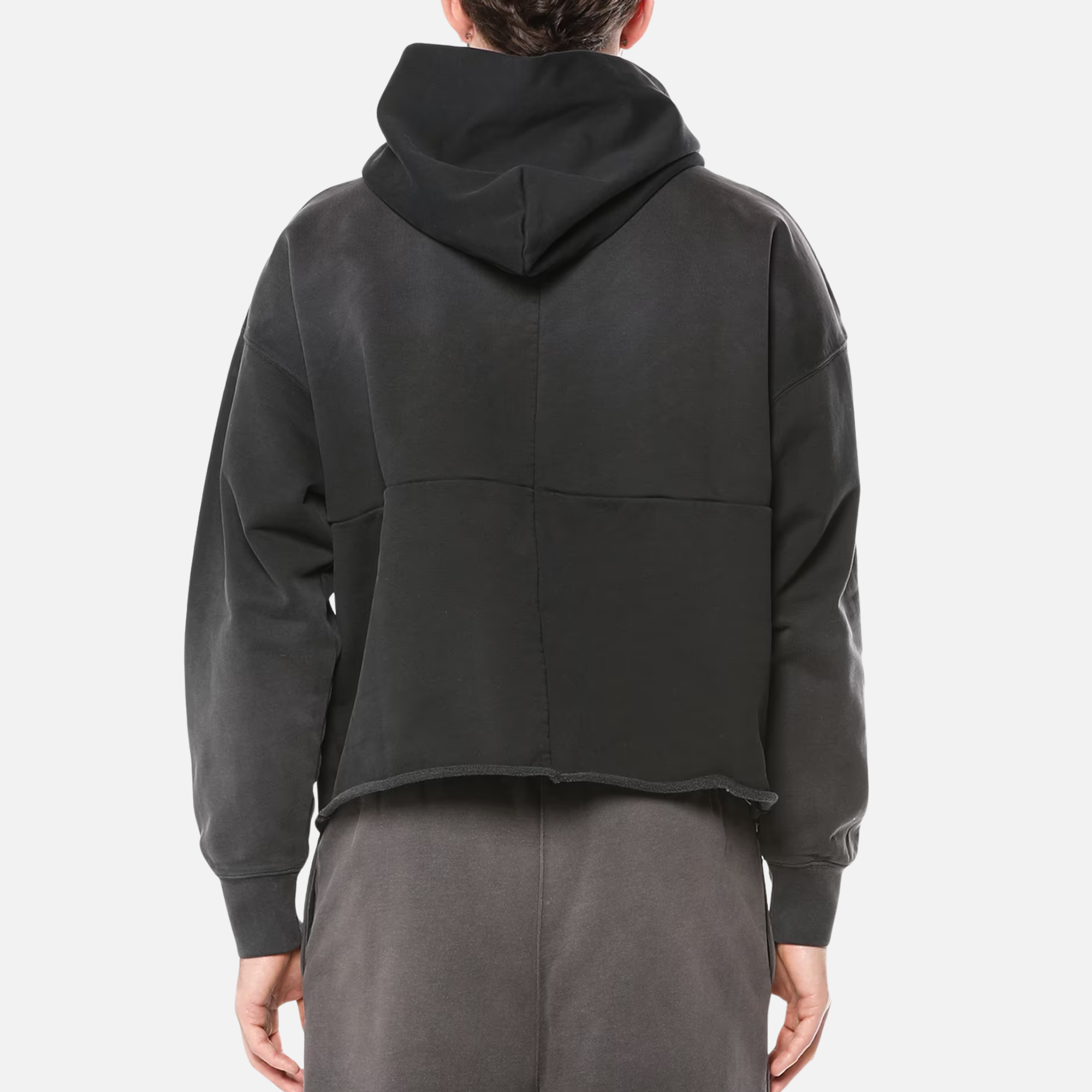 Purple Brand Black Distressed Logo Fleece Hoodie