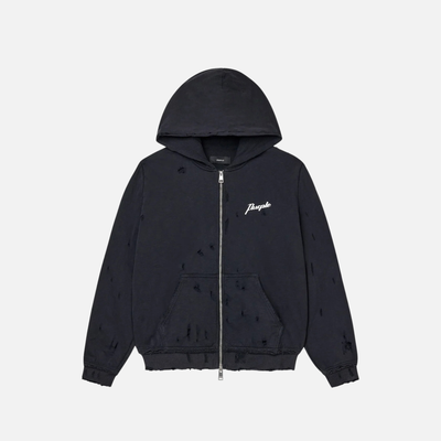 Purple Brand Black Shrunken Script Full-Zip Hoodie