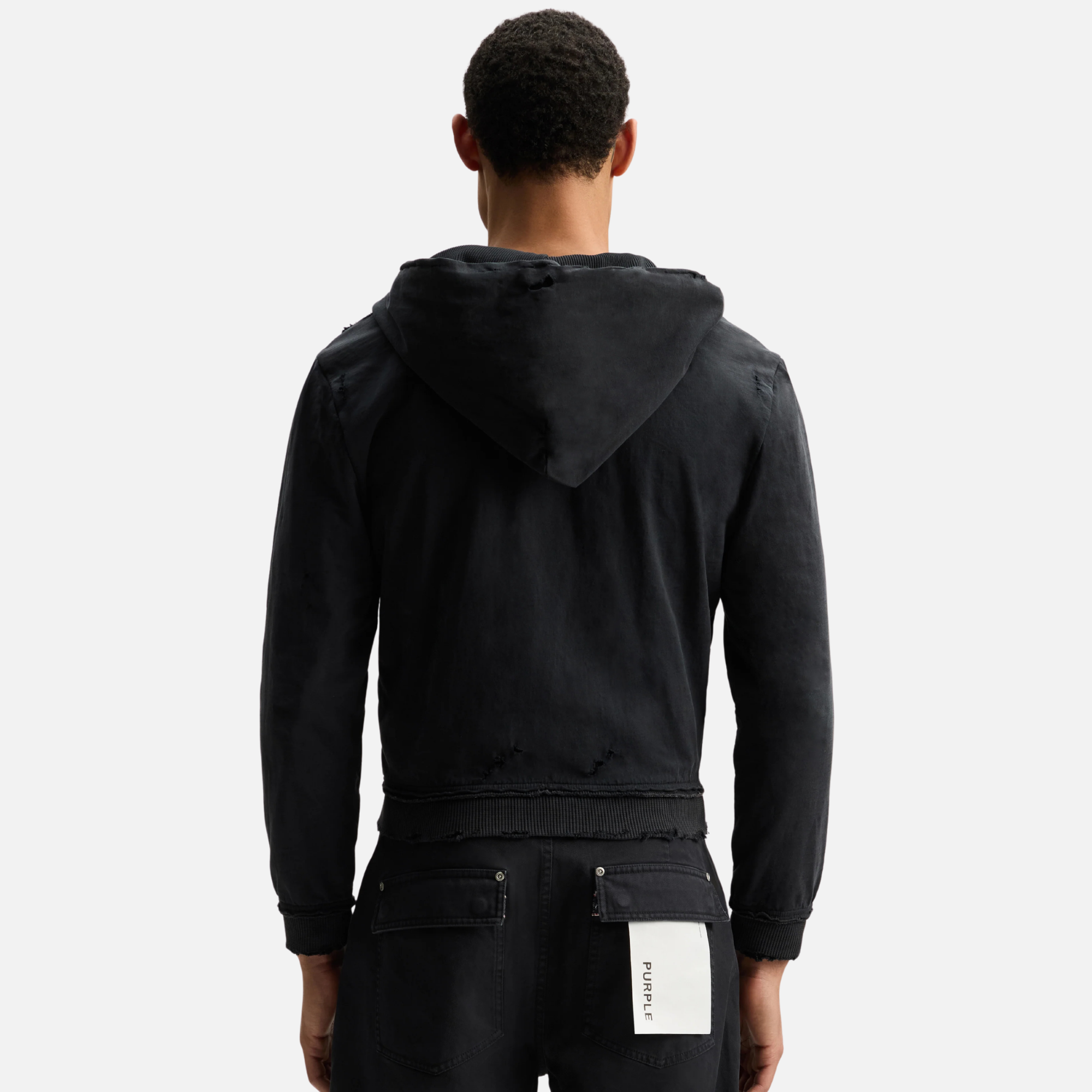 Purple Brand Black Shrunken Script Full-Zip Hoodie