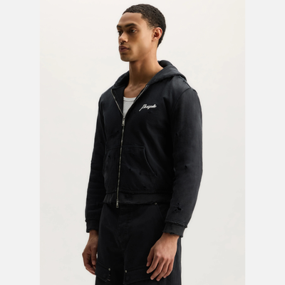 Purple Brand Black Shrunken Script Full-Zip Hoodie