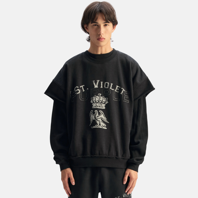 Purple Brand St. Violets Crystals Muscle Black Fleece