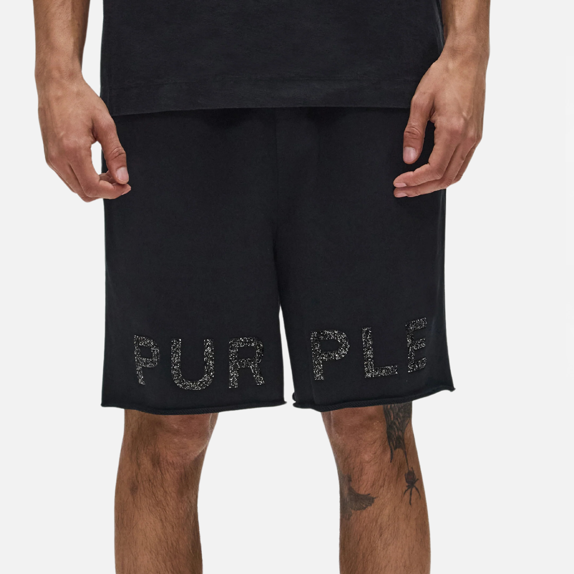 Purple Brand French Terry Black Crystal Shorts