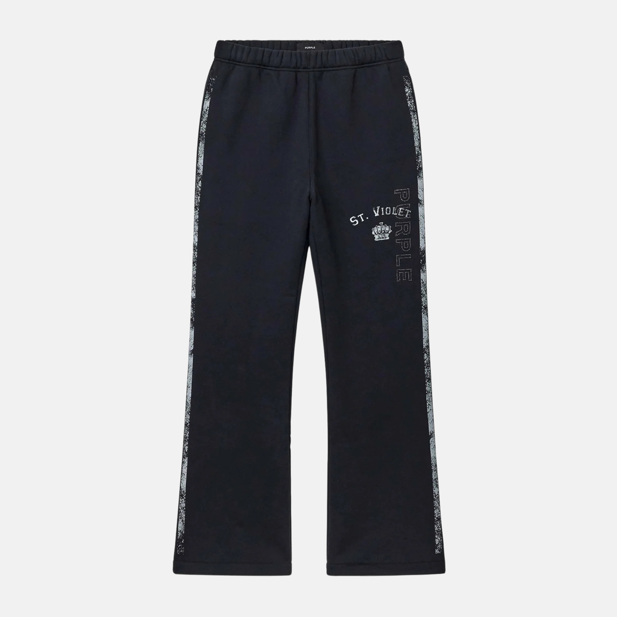 Purple Brand St. Violet Stripe Flared Black Pants