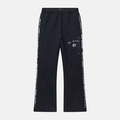 Purple Brand St. Violet Stripe Flared Black Pants