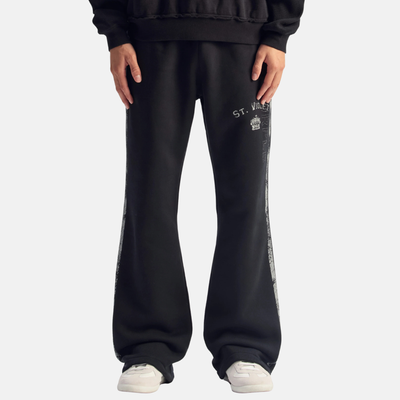 Purple Brand St. Violet Stripe Flared Black Pants