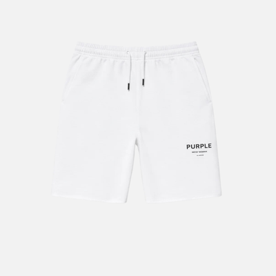 Purple Brand White Fleece Cities Signature Shorts