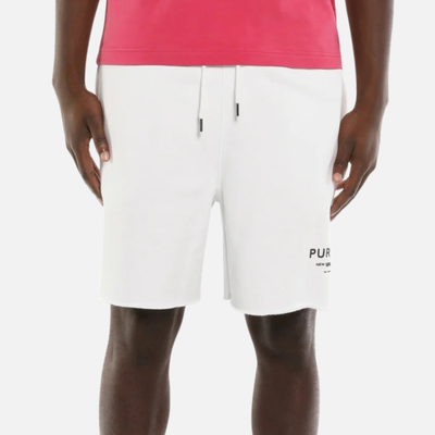 Purple Brand White Fleece Cities Signature Shorts