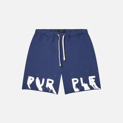 Purple Brand Blue Painted Wordmark Shorts