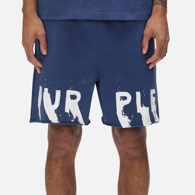 Purple Brand Blue Painted Wordmark Shorts