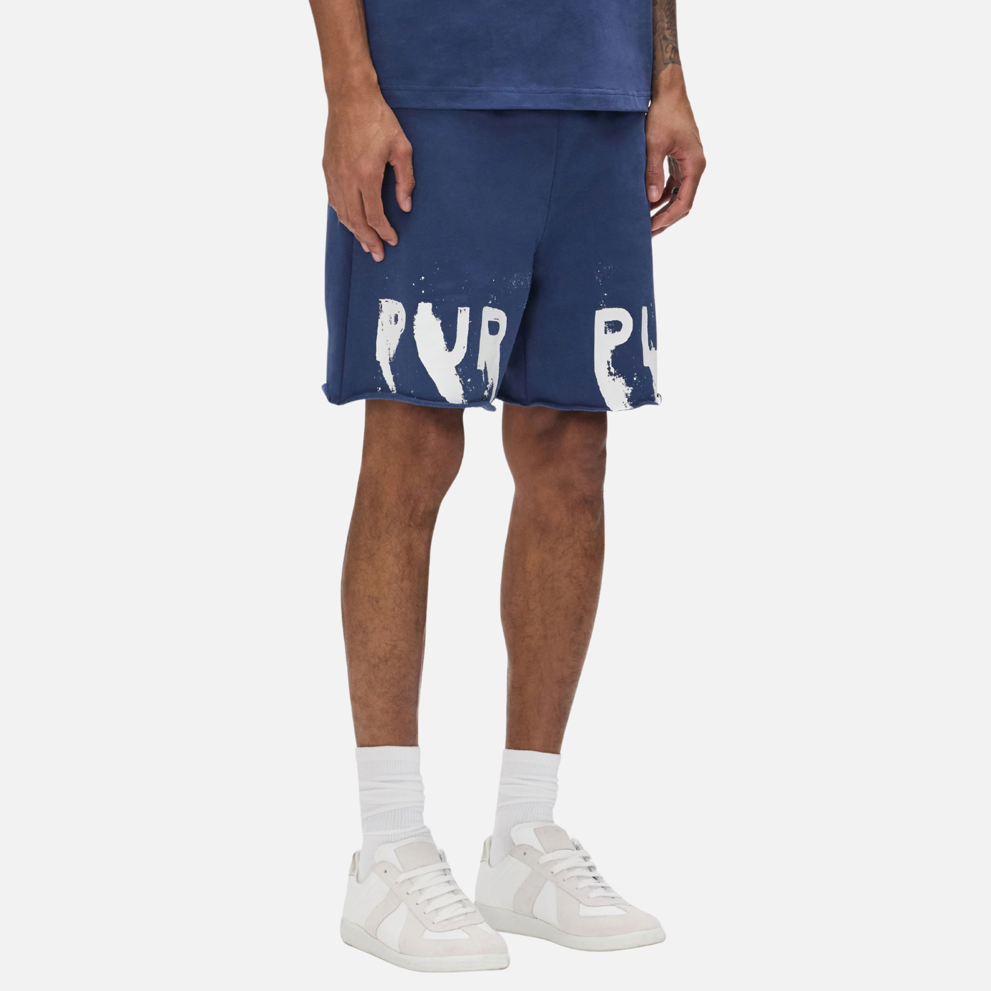 Purple Brand Blue Painted Wordmark Shorts