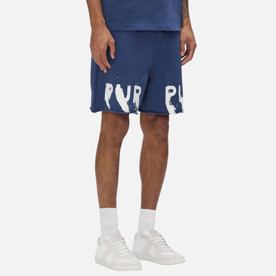 Purple Brand Blue Painted Wordmark Shorts
