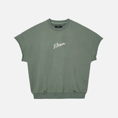 Purple Brand Green Slugger Script Cut Off Muscle Fleece
