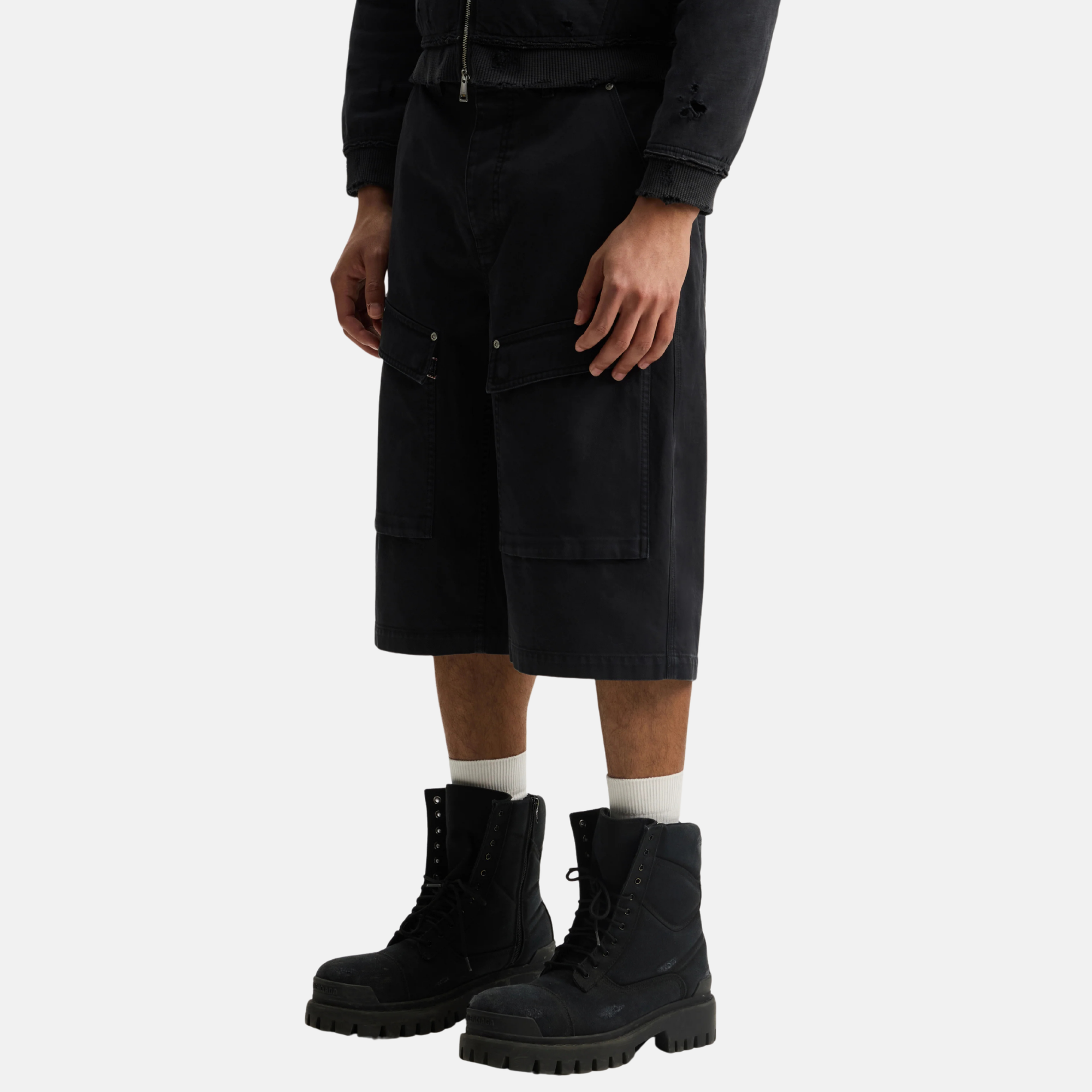 Purple Brand Black Big Cargo Shorts