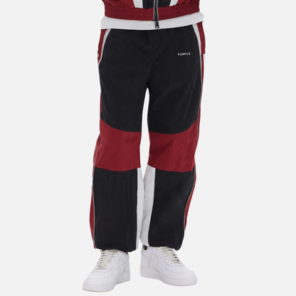 Purple Brand Black Red Poplin Wordmark Track Pants
