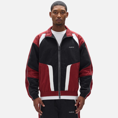 Purple Brand Black Red Poplin Wordmark Track Jacket