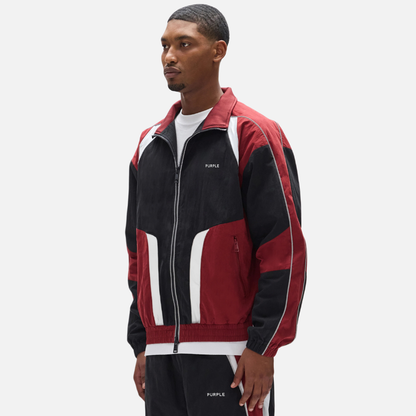Purple Brand Black Red Poplin Wordmark Track Jacket