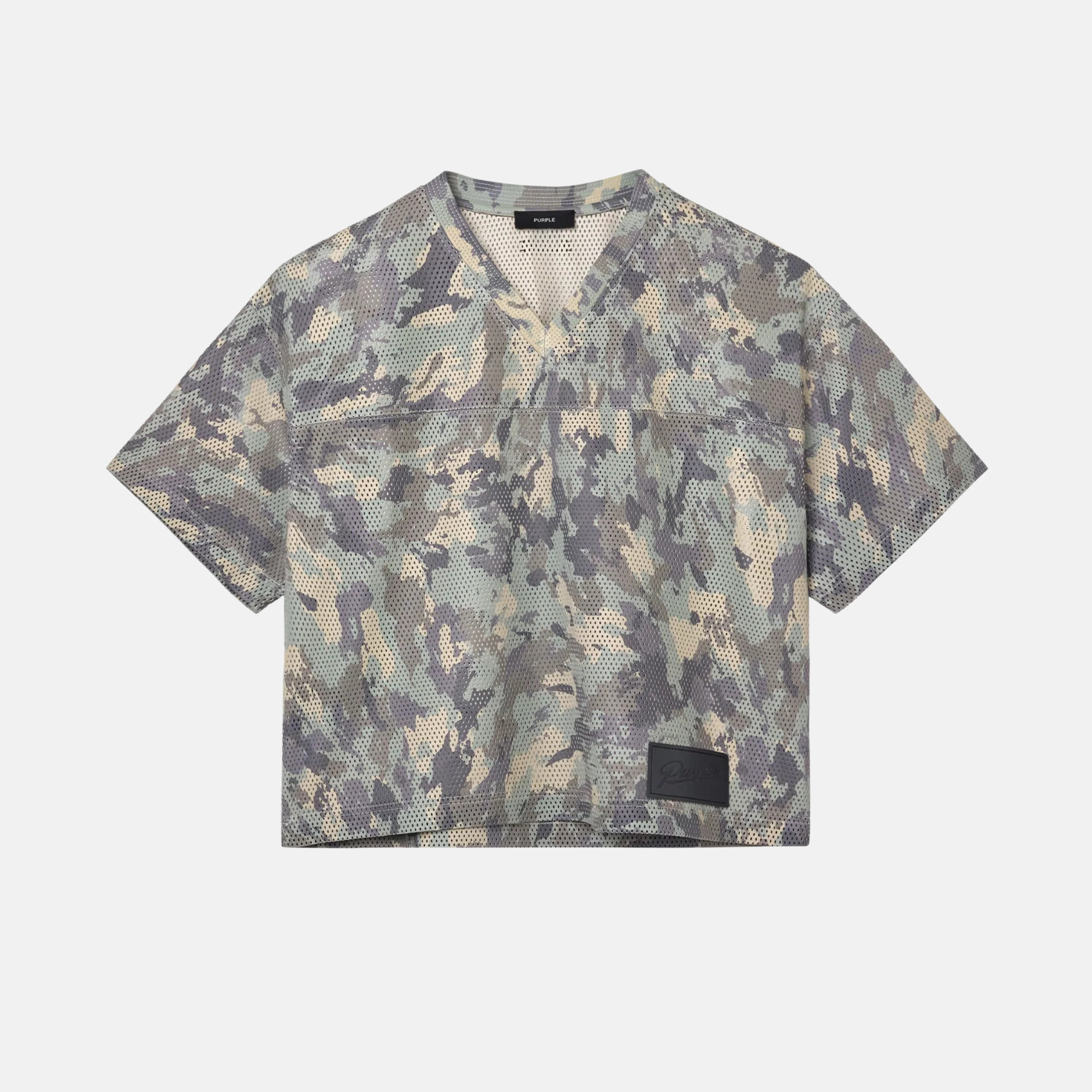 Purple Brand Camo Leather Mesh T-Shirt