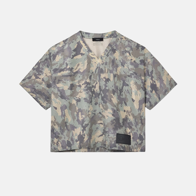 Purple Brand Camo Leather Mesh T-Shirt