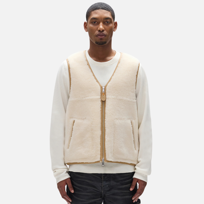 Purple Brand Tan Slab Wordmark Shearling Vest